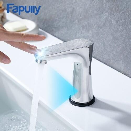 Fapully New Design Smart Touch Control Basin Faucets Chrome Brushed Touch Sensor Sensitive Bathroom Faucet Sensor Touch Tap 1052
