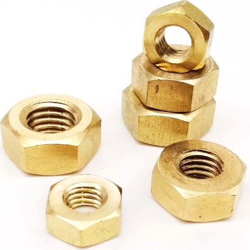 5/100pcs DIN934 Solid Brass Copper Hex Hexagon Nut for M1 M1.2 M1.4 M1.6 M2 M2.5 M3 M4 M5 M6 M8 M10 M12 Screw Bolt Metric Thread