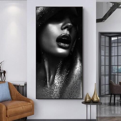 Black Sexy Beauty Women OilCanvas Painting Posters and Prints Scandinavian Cuadros Wall Art Picture for Living Room Home Decor