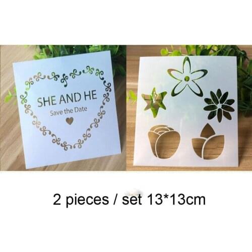 2pc Painting Template Flower DIY Walls Scrapbooking Coloring Album Decor Embossing Stencils Office School Supplies Reusable