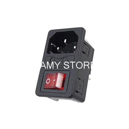 Red Light Boat Rocker Switch Fused IEC 320 C14 Inlet Power Socket Connector Plug
