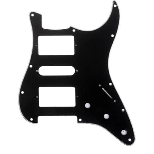 Musiclily Pro 11 Hole HSH Guitar Strat Pickguard for Fender American/Mexican Standard Stratocaster Modern Style, 3Ply Black