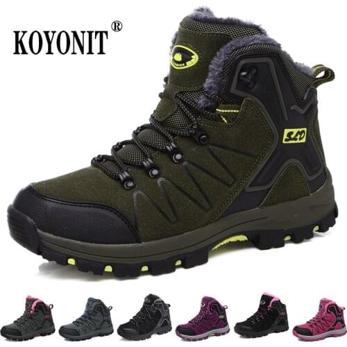 Mens Winter Snow Men Boots Waterproof Leather Sneakers Super Warm Women Boots Outdoor Male Hiking Boots Work Casual Shoes 35-46