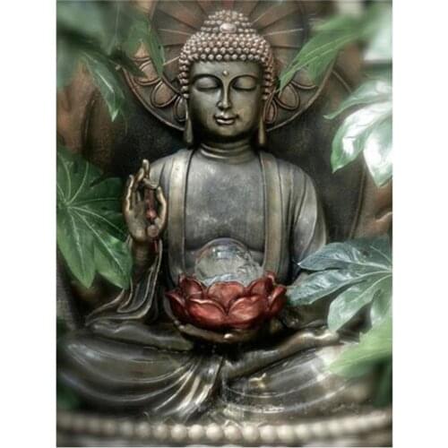 Buddha Printed Water-Soluble Canvas 11CT Cross-Stitch Set Embroidery DMC Threads Knitting Handmade Painting Package