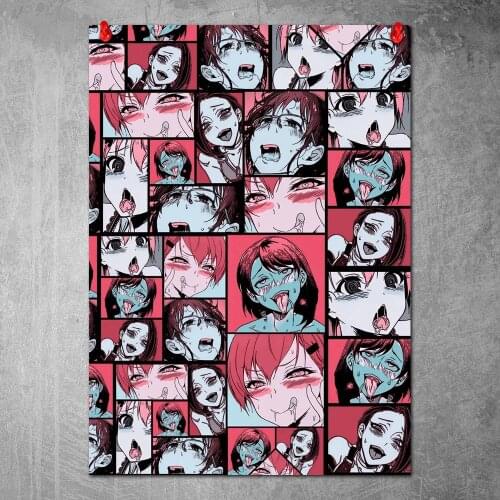 Canvas Poster Retro Ahegao Collage Wall Art Painting Posters and Prints Nordic Wall Pictures for Home Decor No Frame