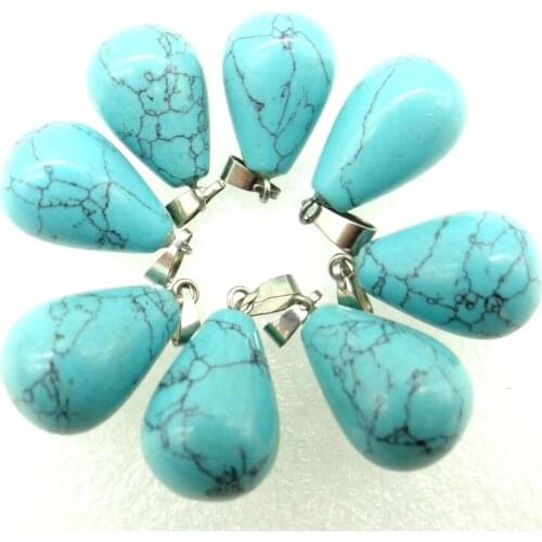 Natural stone Quartz Crystal Turquoises tiger eye aventurine Water droplets pendant Jewelry making necklace Accessories12pcs A8