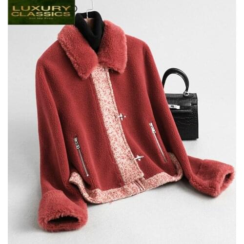 Coat ELegant Real Fur Women Clothes 2021 Korean Fashion Slim Thick Real Wool Short Jacket Vintage Winter Coat 59334LW544