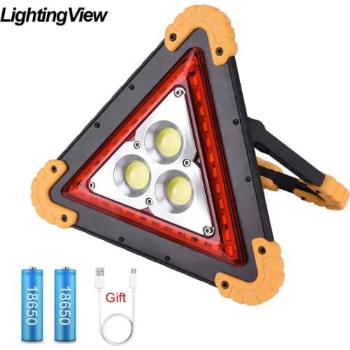 Lightingview USB COB Work Light Rechargeable Portable Spotlight Triangle Warning Light for Outdoor Camping Hiking Emergency