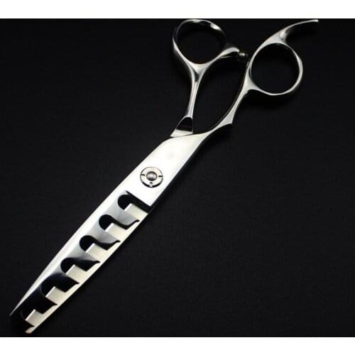 Professional Japan 440c left handed 6 '' 6 teeth hair scissors haircut thinning barber makas cutting shears hairdresser scissors