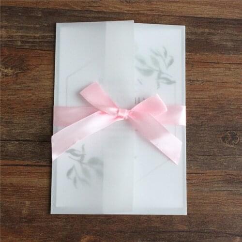 Pink lace vellum invitation cover marriage valentine Christmas gift card anniversary party decoration 50pcs