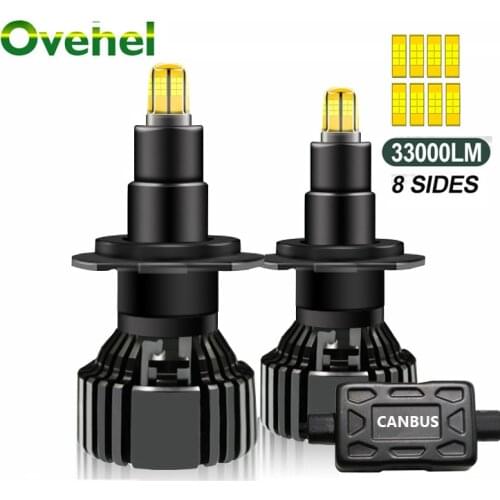 OVEHEL H4 33000LM H1 H7 LED 360 Canbus HB3 HB4 9012 HIR2 D1S D2S Led H11 H8 9006 9005 Car Headlight Bulb Fog Lamps 6000K 12V