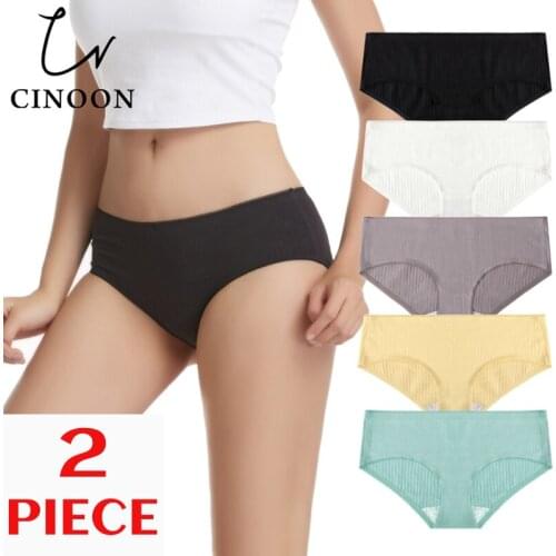 CINOON 2Pcs Seamless WomenS Panties Lingerie Female Underwear Solid Comfortable Cotton Briefs XS-XL Intimates Pants