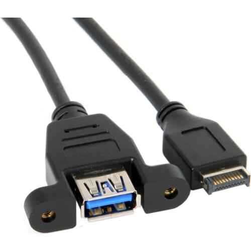 CY USB 3.1 Front Panel Header to USB 3.0 Type-A Female Extension Cable 50cm Panel Mount Type