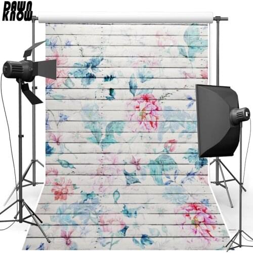 DAWNKNOW New Fabric Polyester Photography Background Colors Floral Wood Floor Vinyl Backdrops For Newborn photo studio 2301