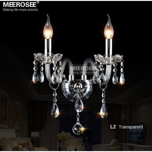 Vintage Transparent Crystal wall lamp 2 lights Modern Glass wall sconce Crystal wall light for Livingroom Restaurant wall lustre