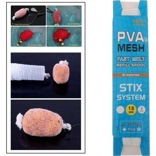 PVA Water-Soluble Fishing Bait Net Refill Stocking Mesh Bag Accessories 18mm