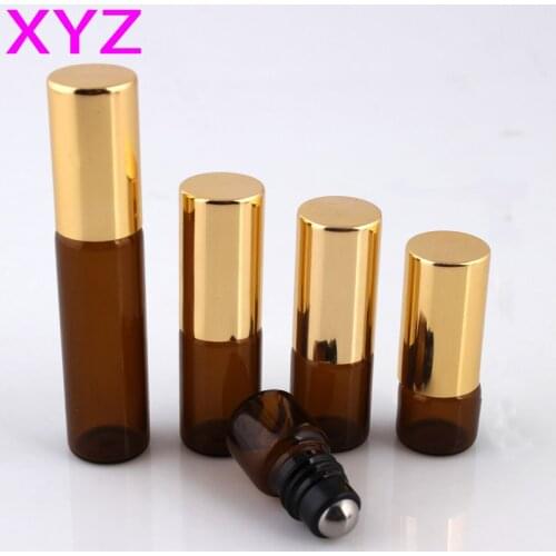 XYZ (100pieces/lot) 1ML 2ML 3ML 5ML Glass Roll on Bottle with Stainless Steel Roller Small Essential Oil Roller-on Sample Bottle