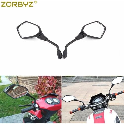 ZORBYZ Universal Motorcycle 8mm 10mm Clockwise Electromobike Side Convex Mirror Scooter E-Bike Rearview Mirrors