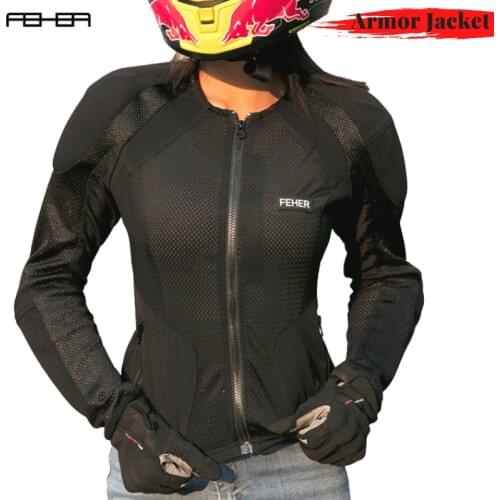 Mesh Motorcycle Jacket Women Summer Motocross Biker Jackets 5Pce Protective Motor Clothes Black Outdoor Riding Coat Ladie Jersey