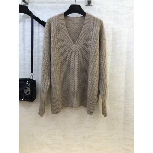 Ladies 2021 fashion new long sleeve sexy casual solid color v-neck cashmere knitted sweater 1211