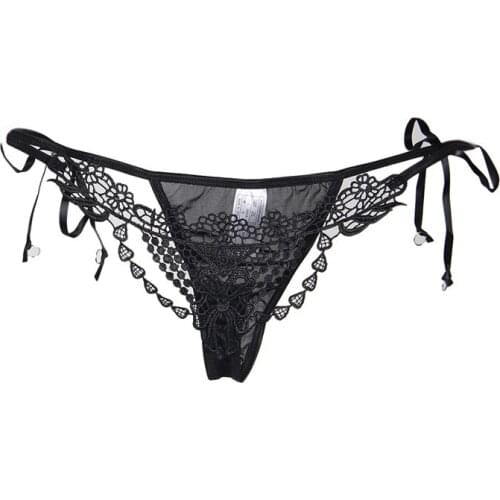 Thongs Women Sexy Transparent Panties Low Waist Woman Bikini Knickers Plus Size Lingerie Underwear Lace Tangas Mujer PW51011