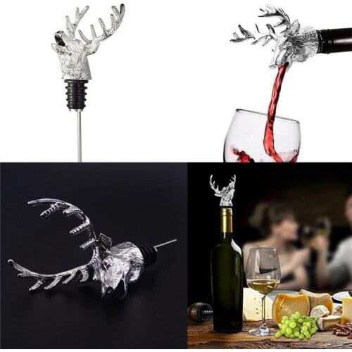 1pcs Wine Bottle Sealer Cork Pourer Stopper Antler Stag Red Wine Deer Head
