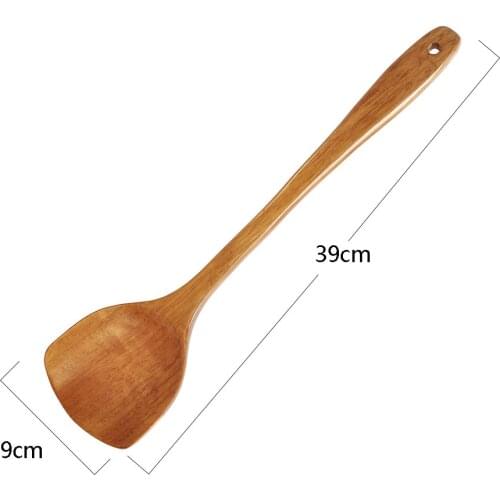 1PCS Wooden Cooking Rice Spatula Scoop Kitchens Utensil Non-Stick Hand Wok Shovel Long Handle Kitchen Tools Accessories Cookware