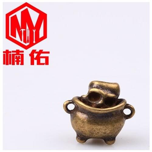 1PC Boiled Skull Tripod Retro Brass Copper Oxide EDC Paracord Beads Umbrella Rope Cord Lanyard Pendants Knife Beads