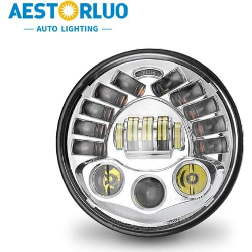 1pcs Factory Supply 7 Inch Projec LED Headlight DRL Round Led Driving Lights Hi/Lo Beam For JEEP Harley motorcycle 70W 40W
