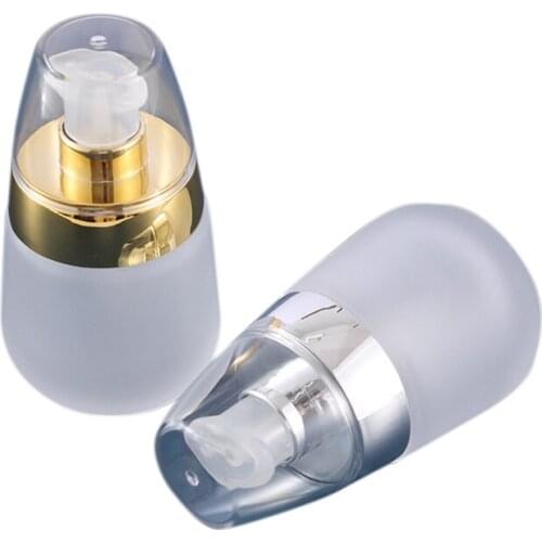 1PCS Gold Flower Lid 30ml Frosted Clear Glass Lotion Cosmetic Toner Serum Bottle