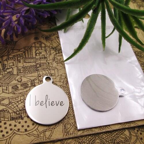 20pcs--"I Believe"stainless steel charms 5 styles for choosing DIY Charms for necklace bracelets