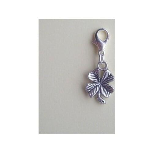 10PCS Vintage Silvers Lucky Four Leafed Clover Clip Dangle Charm Pendants For Jewelry Making Findings Bracelets Accessories Z646