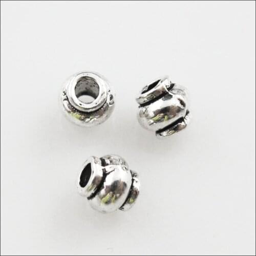 120 New Charms Tibetan Silver Tone Pumpkin Tube Spacer Beads 4mm