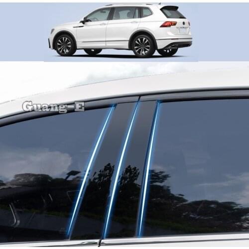 For Volkswagen VW Tiguan L 2017-2021 Car PC Material Pillar Post Cover Door Trim Window Piano Black Molding Sticker Plate 10pcs