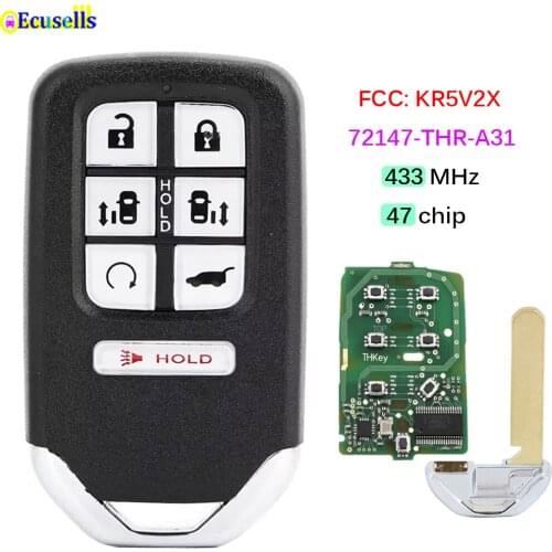6+1 Button Remote Key Fob 433MHz 47 Chip for Honda Odyssey 2018 2019 FCC:KR5V2X 72147-THR-A31 HON66