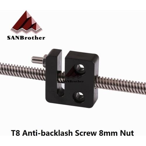 1Pc 3D printer accessories T Openbuilds type anti-backlash T8 screw 8mm Nut Block pitch 2mm Lead 2mm/4mm/8mm