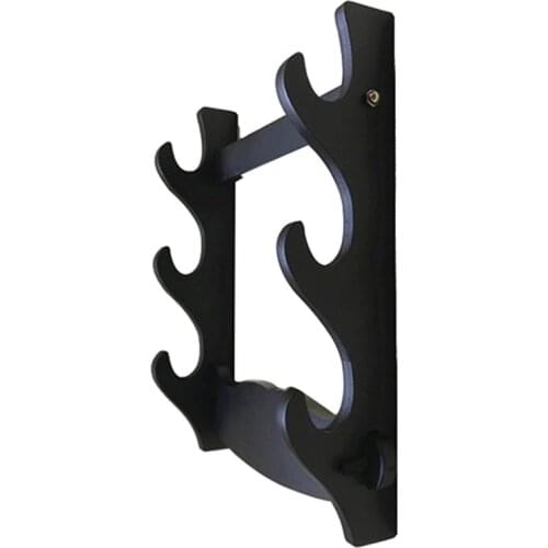 Black Wood Wall Mount Samurai Sword Katana Holder Stand Hanger Bracket Rack Display