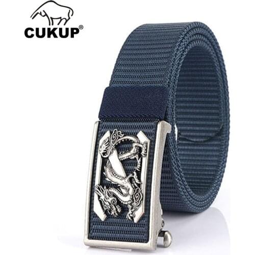 CUKUP Mens Unique Design Chinese Dragon Z Letter Buckles Metal High Quality Nylon Belts for Men Accessories 3.5cm Width CBCK225
