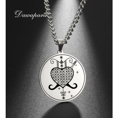 Dawapara Erzulie Dantor Veve Talisman Pendant Motherhood Protection Necklace Stainless Steel Jewelry