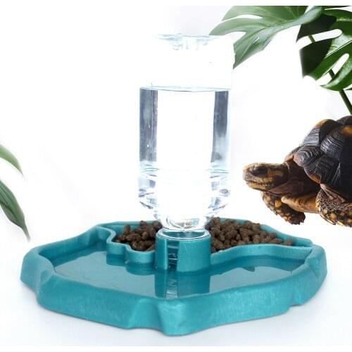 Reptile Reservoir Food Water Bowl Automatic Dispenser Bottle Turtle Feeders Waterer for Lizards Tortoises