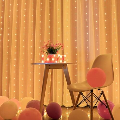 3x2M 2x2M 200 Lights Warm White Constant Bright String Light USB Copper Wire Curtain Lamp Garland Christmas Decoration Party