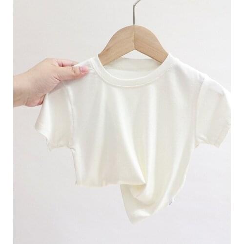 6m-24m Baby White Cotton T-shirts 2021 Casual Summer Baby Clothes Girl Pure Color Tops Infant T Shirt Baby Tee