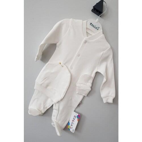 New Born Essentials Natural Embroidery Baby White 3-6 Months Covered Gloves Jumpsuit 100% Cotton Free Shipping Turkey