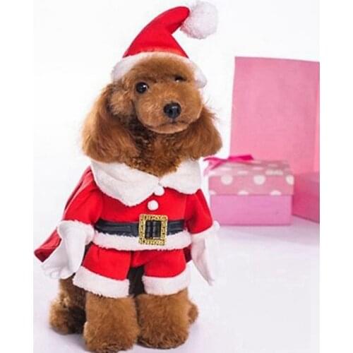 Dog Cat Christmas Santa Claus Costume Xmas Funny Pet Cosplay Costumes Suit With A Cap Dog Clothes Set Pet Christmas Xmas Decor
