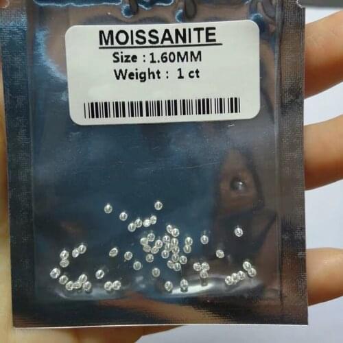 1.6mm Loose Moissanite Stone Total 1ct FG Color Round Cut VVS1 Moissanite Ring Material loose beads about 60pcs