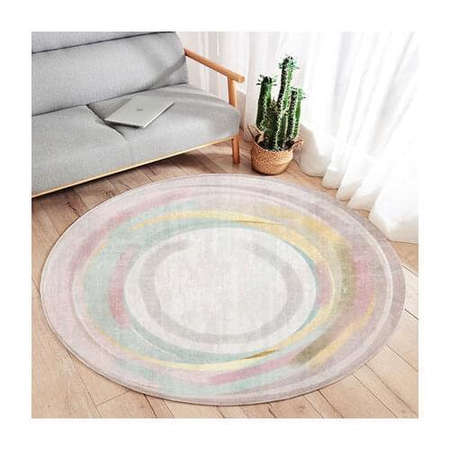 Circular Striped Carpet Creative Geometric Living Room Art Decorative Non-Slip Floor Mat
