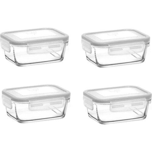 Lava Storage Container 4 Pcs Glass Locked Storage Container Frs237 400Cc White