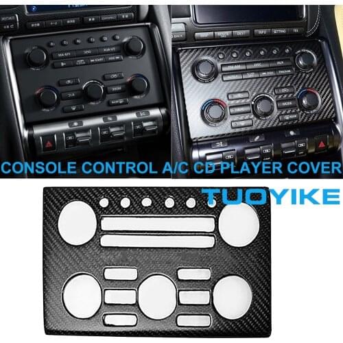 LHD RHD Real Carbon Fiber Console Control AC Climate Radio CD Player Cover Trim Frame Panel For Nissan GTR GT-R R35 2008-2016