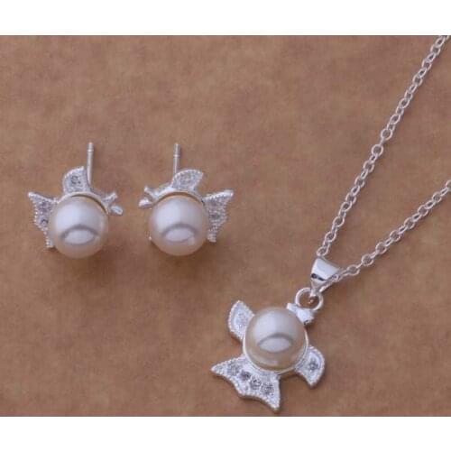 AS284 Hot Selling 925 Wholesale Silver Plated Jewelry Sets Earring 449 + Necklace 108 /bnsakeza Alsajcza