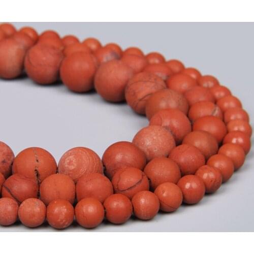 Matte Natural A Red Stone Jaspers Round Redstone Spacer Bead 15" Strand 4 6 8 10 12 MM For Jewelry Making DIY Bracelets Necklace